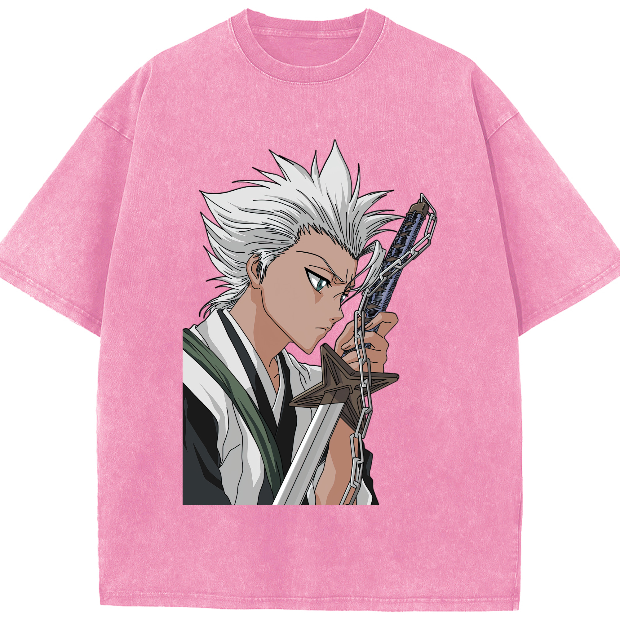 （画像用） ブリーチ 日番谷冬獅郎（ひつがや とうしろう） BLEACH Hitsugaya Toushirou 綿100% ヴィンテージ風 半袖Tシャツ（フロントプリント）